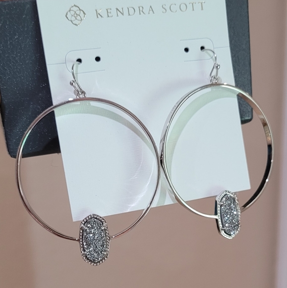 3 NWT Kendra Scott Platinum Drusy Silver Jewelry Pieces Kendra Scott Set Sparkly - Picture 7 of 10